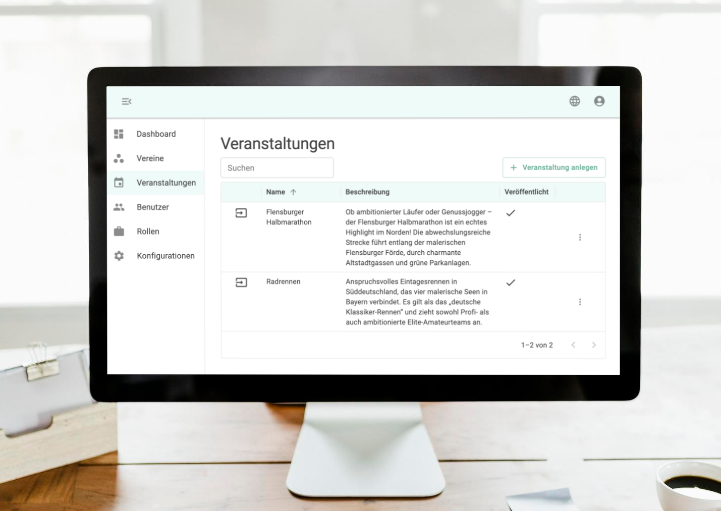 Mockup der Anwendung 'Ready2Race'